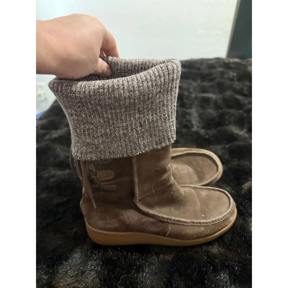 The North Face Boots Womens 6.5 Zip Lace Alana Mid Knit Foldover Winter Adult